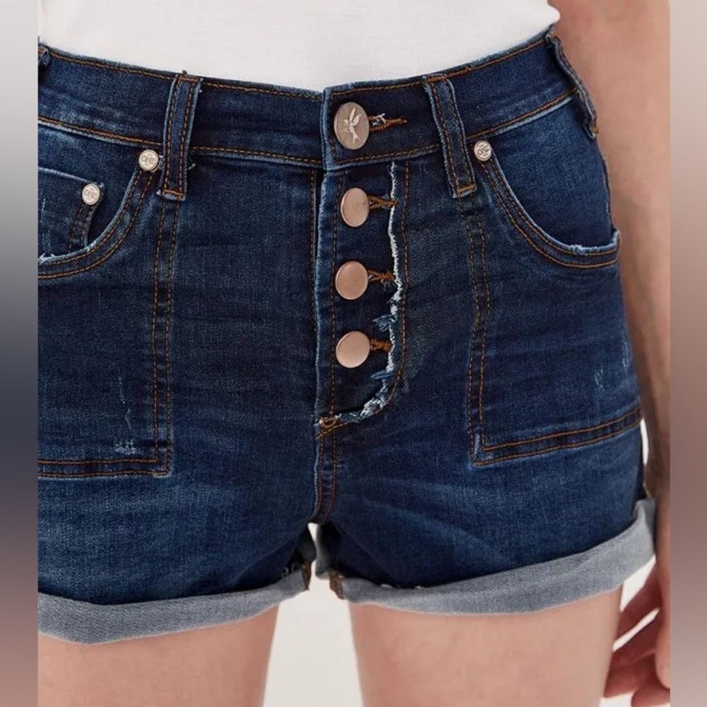 One Teaspoon Dark Wash Button Fly Denim Shorts Size 26